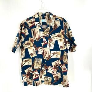 Pride of Hawaii Button Front‎ Shirt Graphic Print L